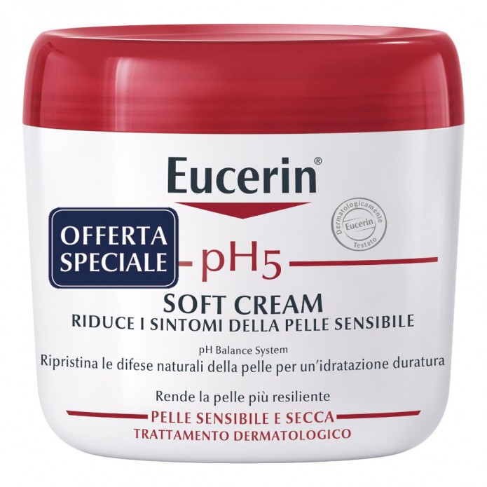 Eucerin pH5 Soft Cream Promo 450 ml - Crema idratante che riduce i sintomi della pelle sensibile