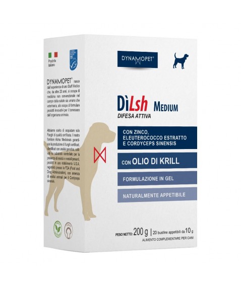 Dilsh Medium Cani 20 buste Mangime complementare per le difese dell'organismo dei cani