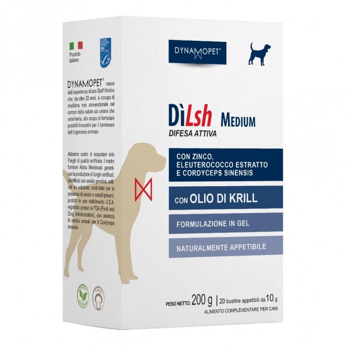 Dilsh Medium Cani 20 buste Mangime complementare per le difese dell'organismo dei cani