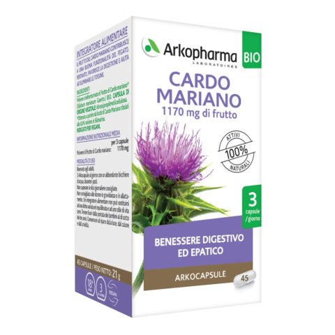 Arkocapsule Cardo Mariano Bio 45 Capsule - Depurativo Per Migliorare La Funzionalità Epatica Arkocapsule Cardo Mariano Bio 45 Capsule - Depurativo Per Migliorare La Funzionalità Epatica