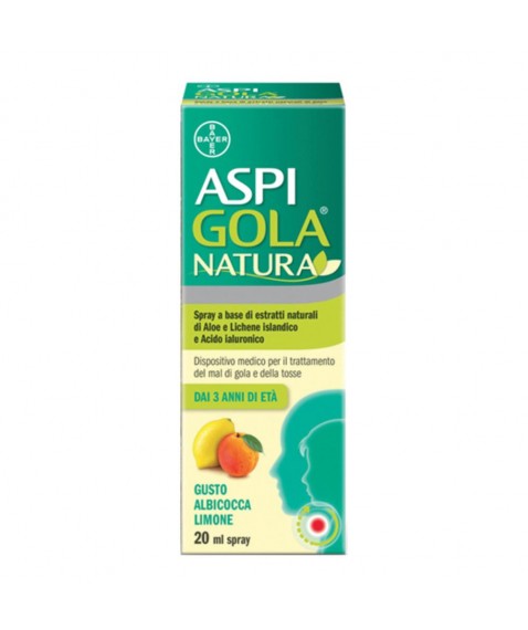 Aspi Gola Natura Spray Albicocca Limone 20 ml - Trattamento per il mal di gola e la tosse