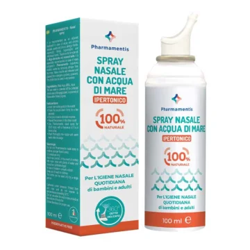 Pharmamentis Ipertonico Spray Nasale con Acqua di Mare per l'igiene quotidiana di bambini e adulti 100 ml
