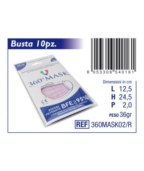 MASCHERINA CHIR ROSA 360MASK 10P