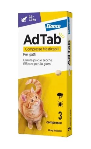Adtab Antiparassitario per Gatti 0,5-2kg - 3 compresse da 12 mg img