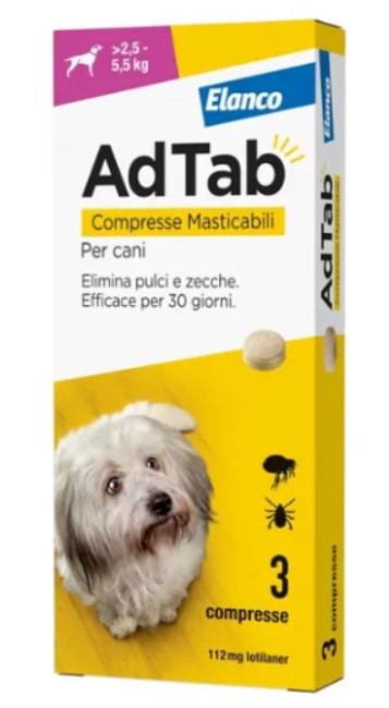 Adtab 3 compresse da 112mg per cani da 2,5 a 5,5 kg
