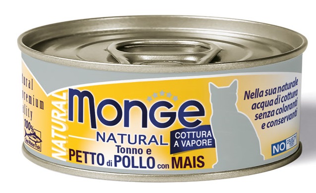MONGE GATTO NATURAL PETTO POLLO MAIS 80GR (lattina)