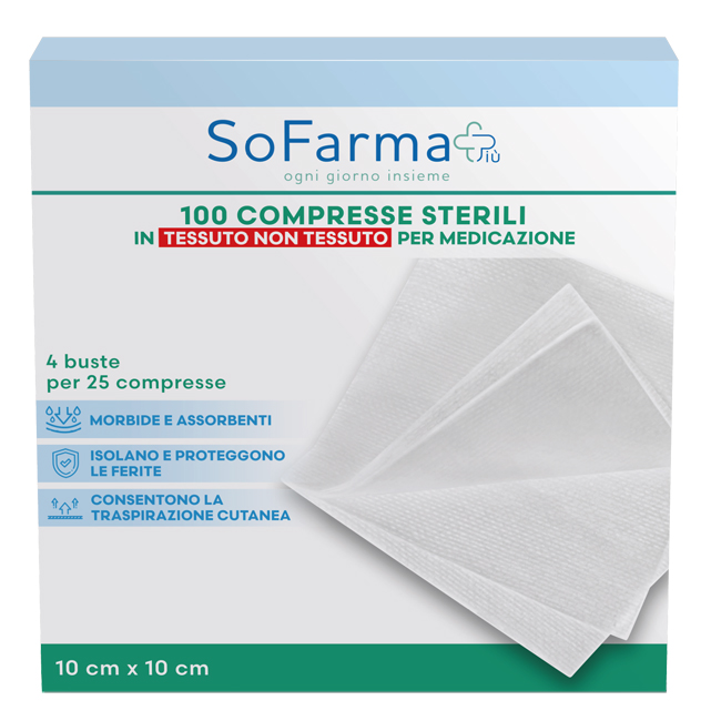 SF+ COMPRESSE TNT 10X10 25P