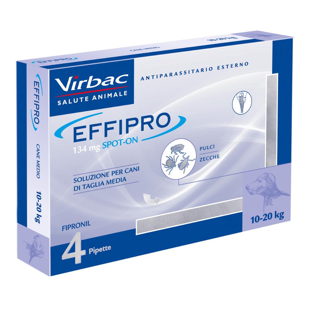 Effipro Spot-On Antiparassitario per Cani di Taglia Media da 10 kg a 20 kg 4 Pipette 1,34 ml - Trattamento per le infestazioni da pulci e zecche img