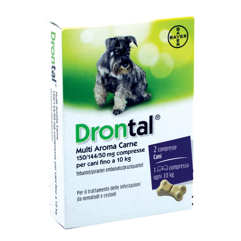 DRONTAL CANE MULTI AROMA CARNE CONTRO PARASSITI E VERMI INTESTINALI 2 COMPRESSE img